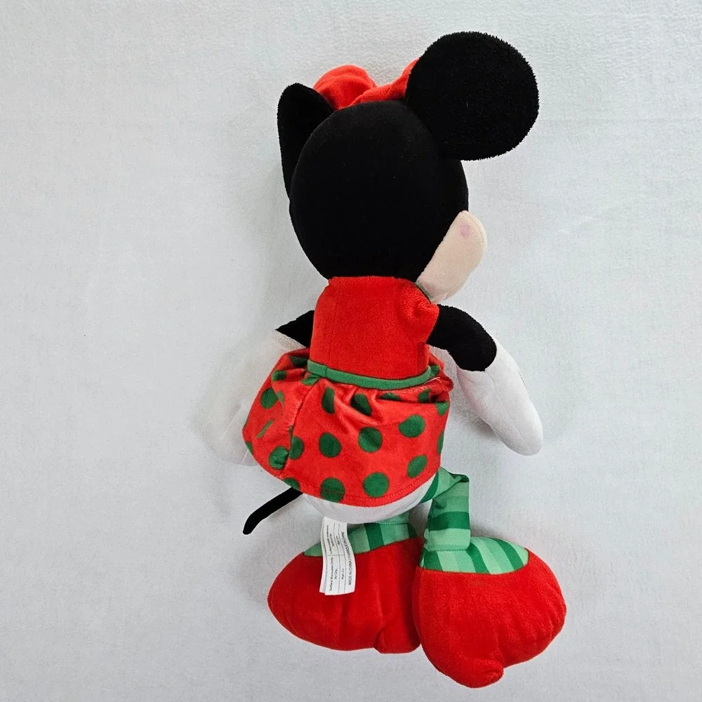 Disney Minnie Mouse Christmas‎ Holiday Plush Doll Red Green Polka Dot 18 inch
